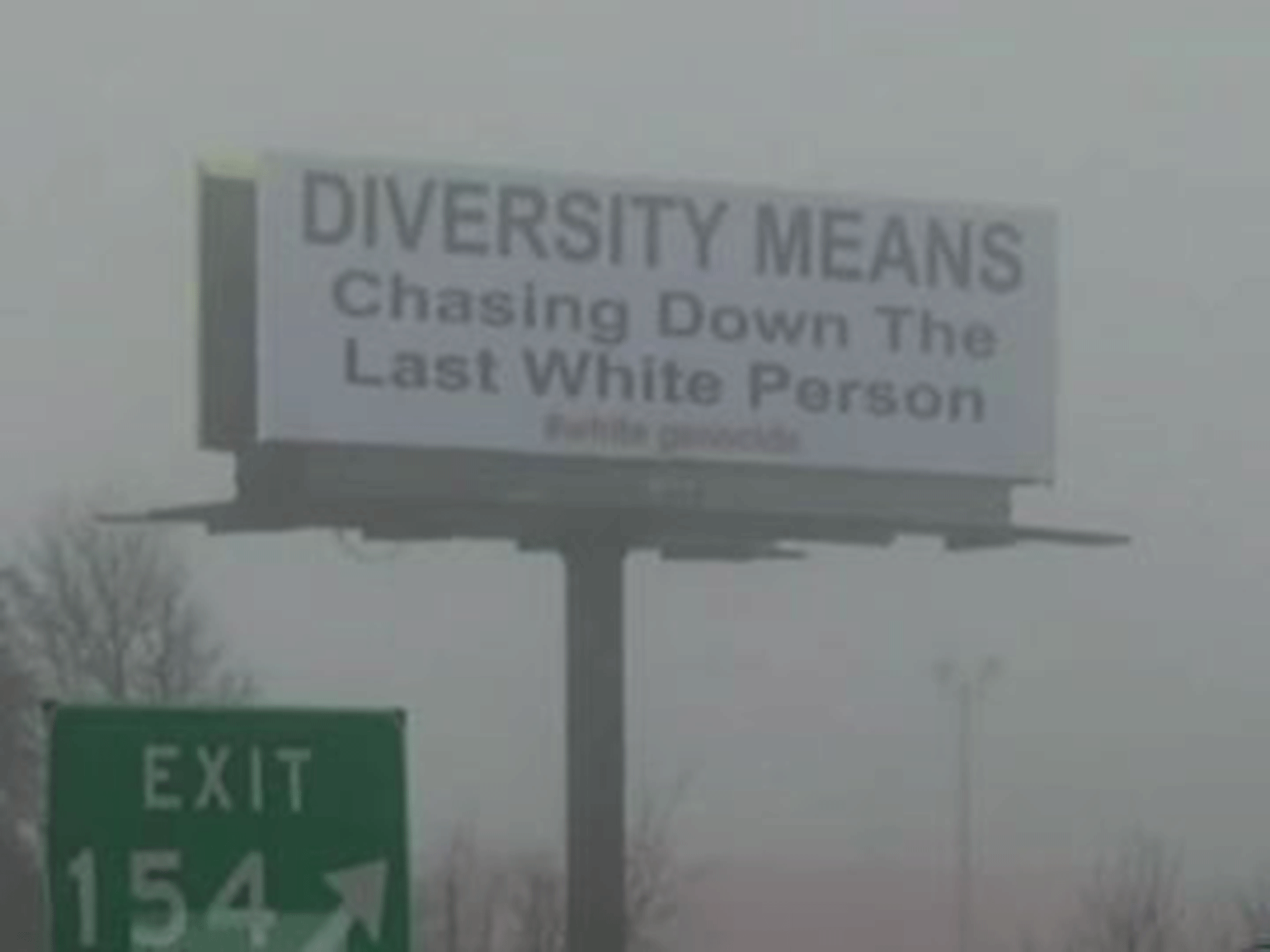 A billboard promoting the idea that white people are oppressed appeared in Alabama, US
