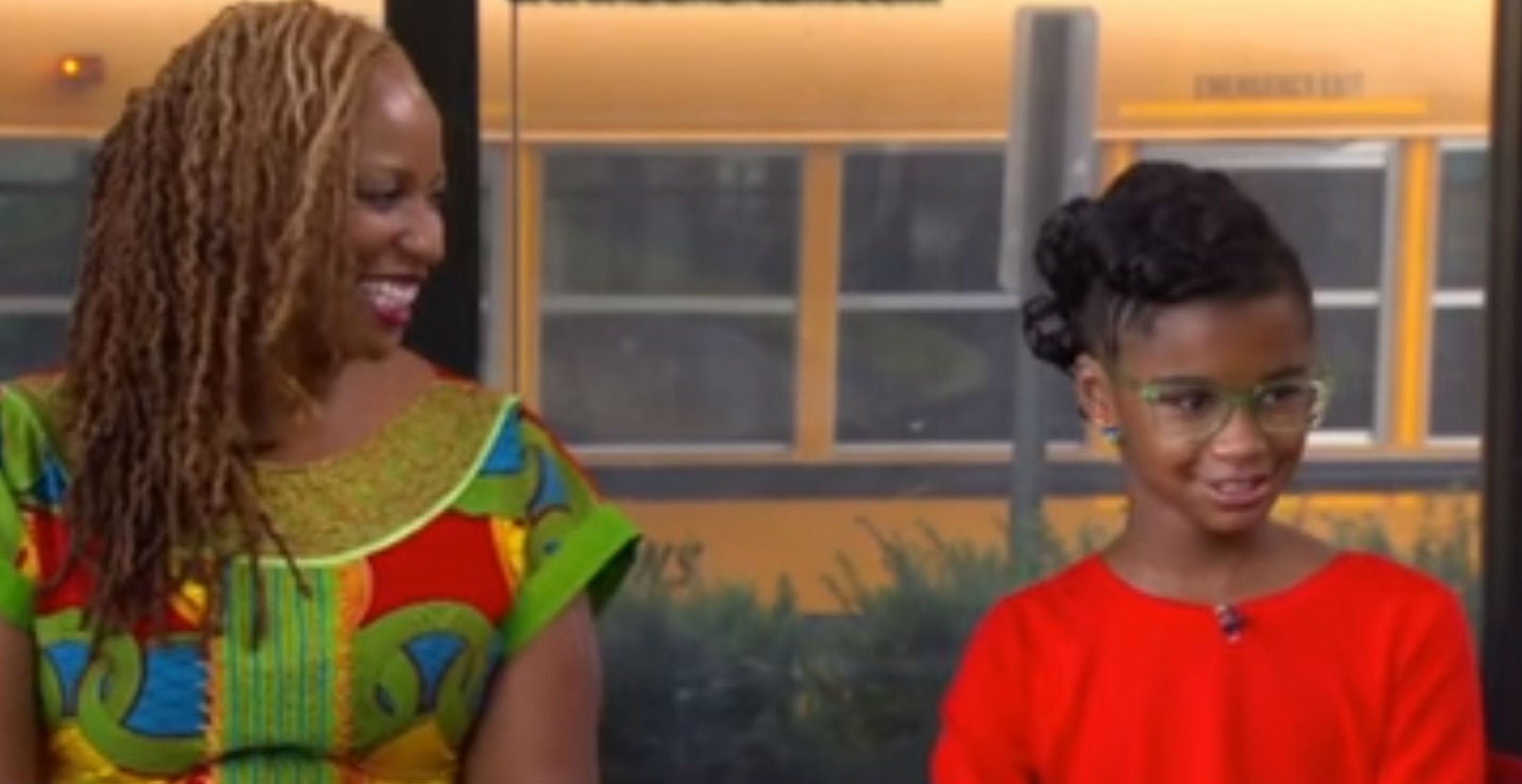 Marley Dias discussing #1000BlackGirlBooks on TV with her mother Janice