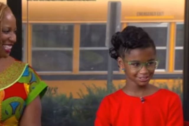 Marley Dias discussing #1000BlackGirlBooks on TV with her mother Janice