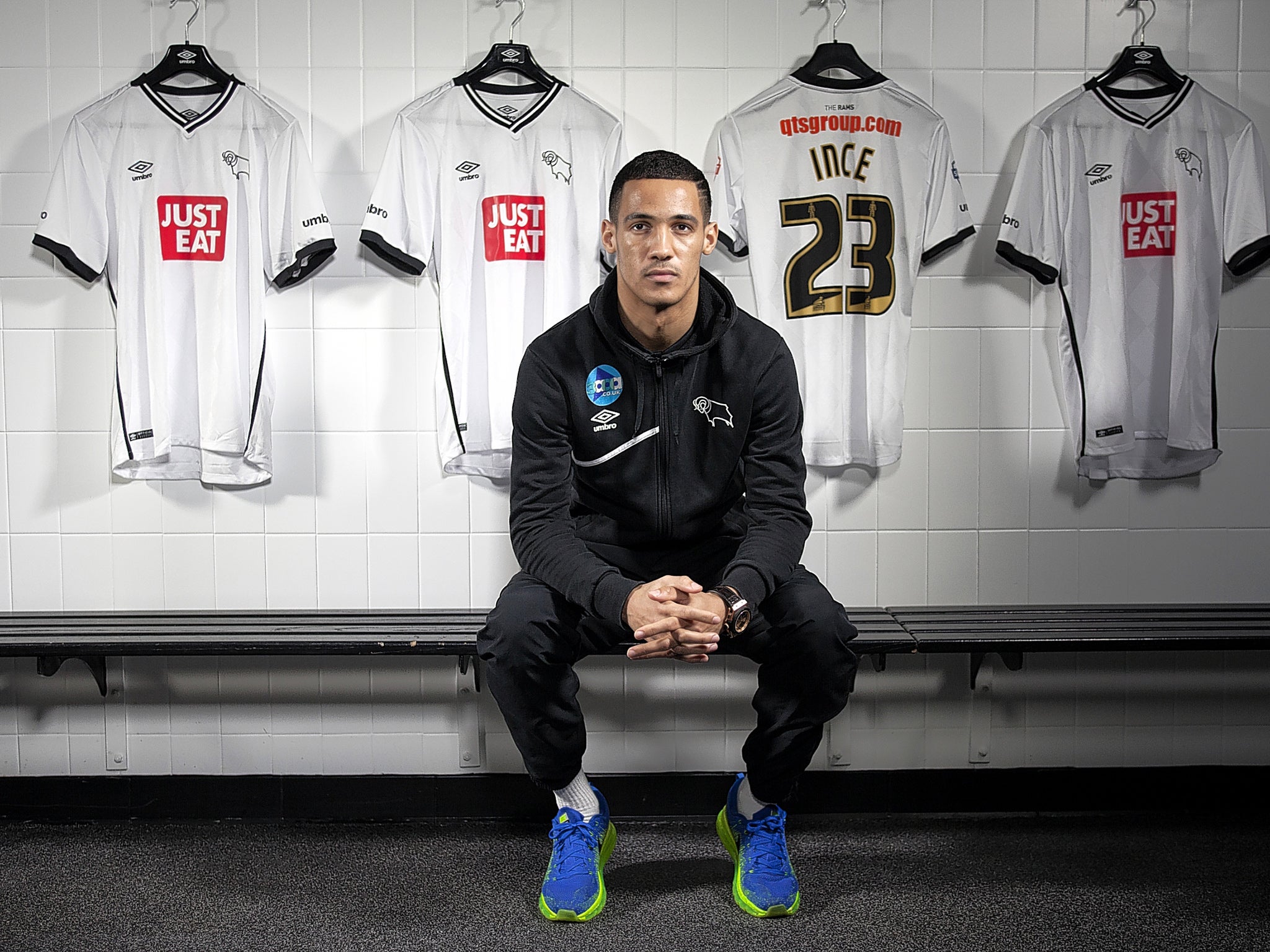 Derby ’s Tom Ince was born while his father, Paul, was playing for Manchester United