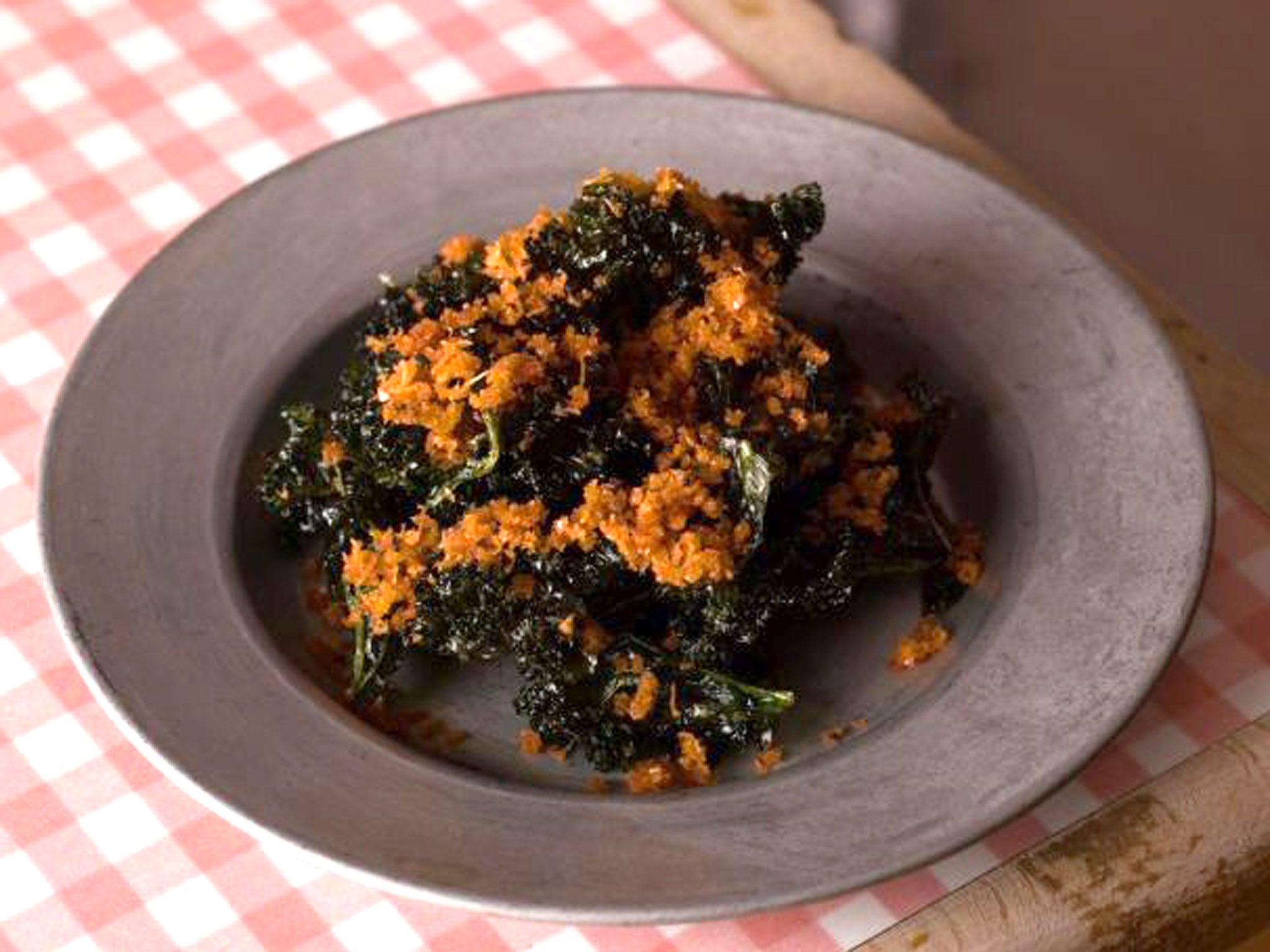 Fried curly kale with shrimp is a version of the crispy seaweed you often see in Chinese restaurants (Lowe)