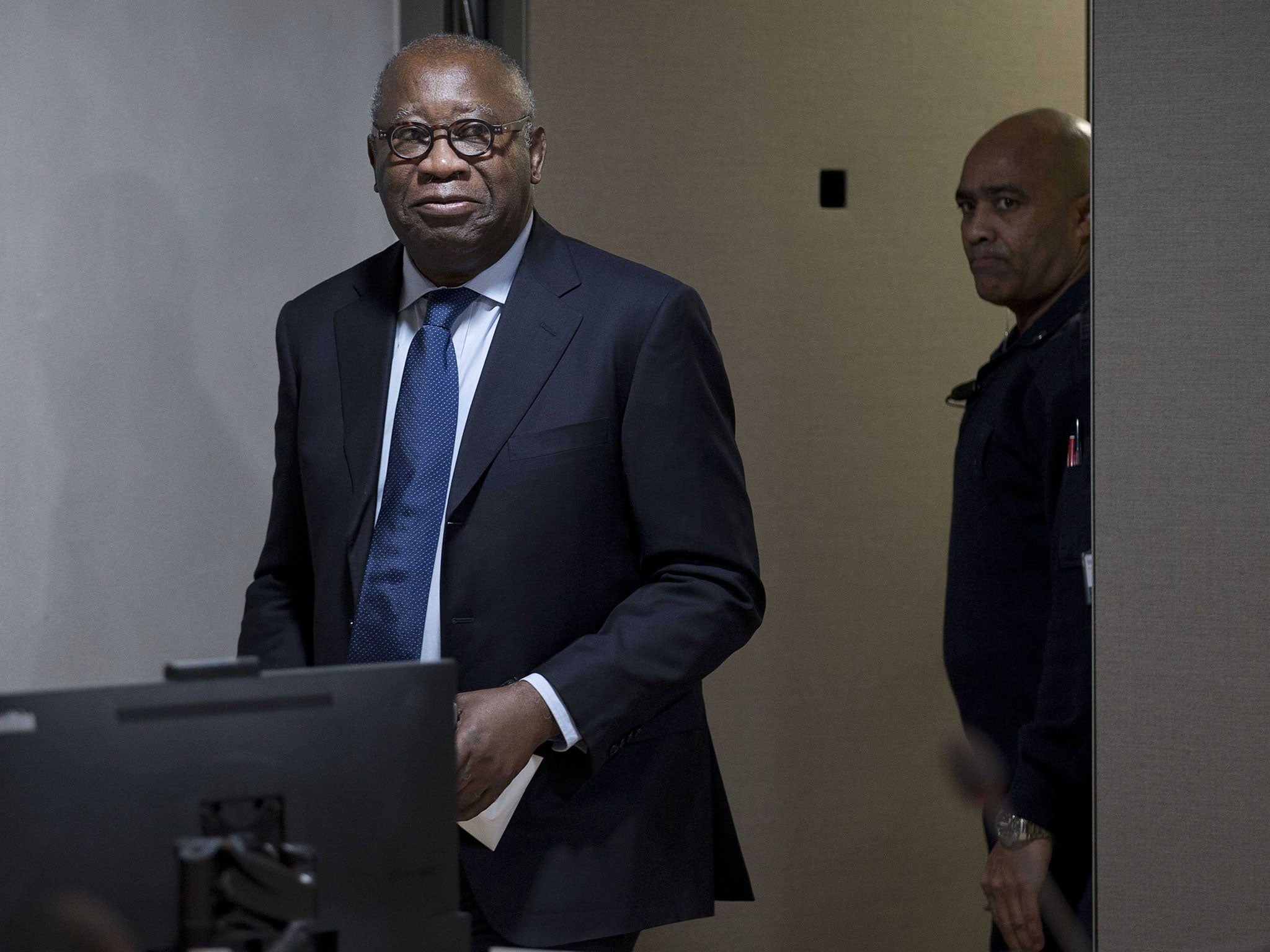 Laurent Gbagbo arrives at the International Criminal Court