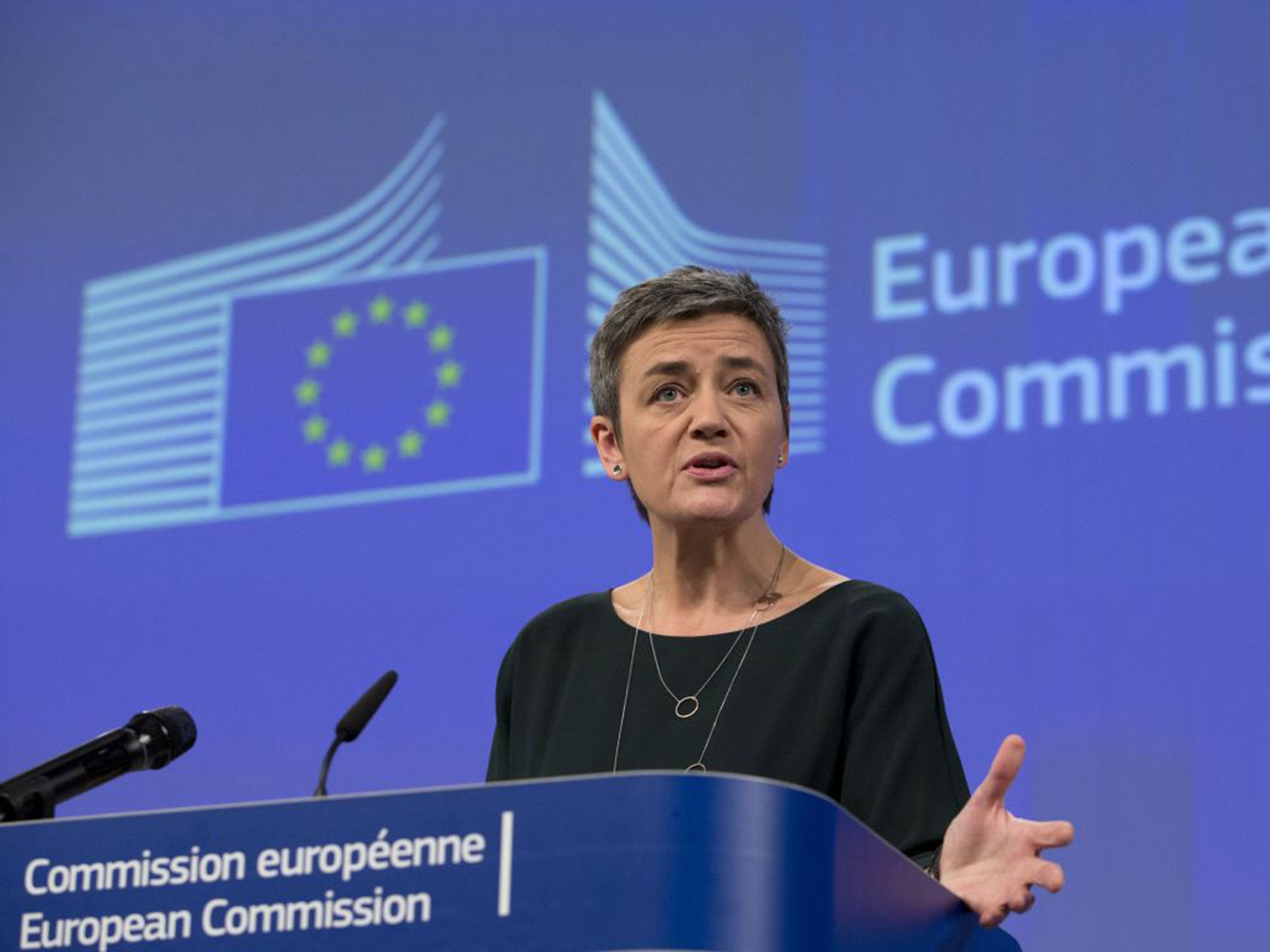 &#13;
Margrethe Vestager at the EU headquarters in Brussels on Wednesday &#13;