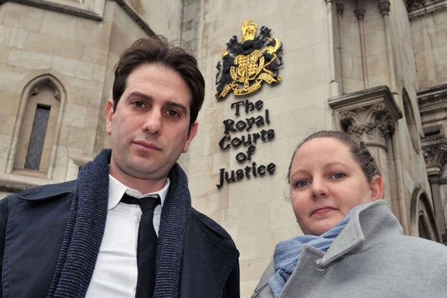 Charles Keidan and Rebecca Steinfeld outside London's High Court after losing their challenge to enter into a civil partnership. They will now go to the Supreme Court