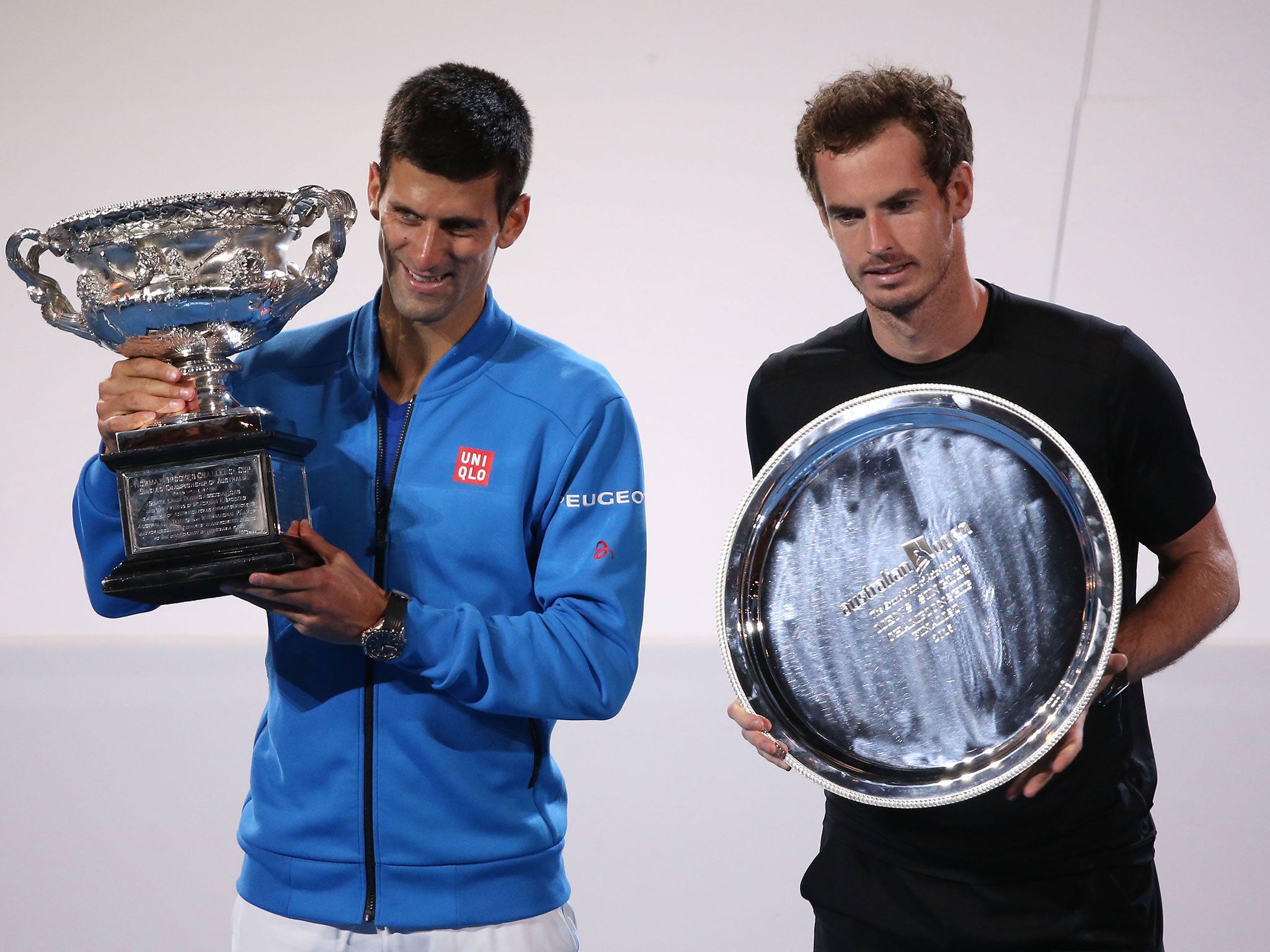 Novak Djokovic and Andy Murray after the 2015 Australian Open final