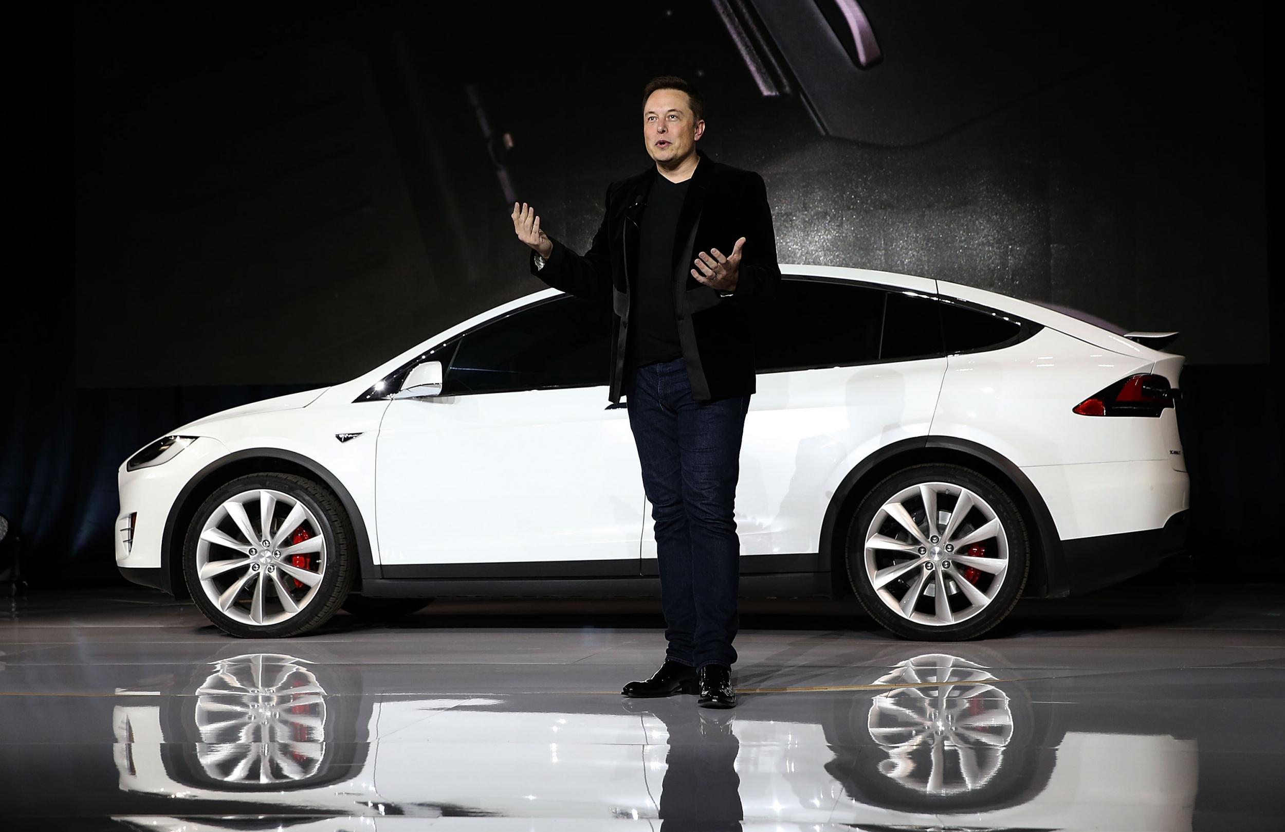 Tesla CEO Elon Musk speaks at the launch of the Tesla Model X SUV