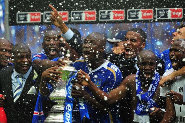 Portsmouth celebrate after winning the FA Cup in 2008