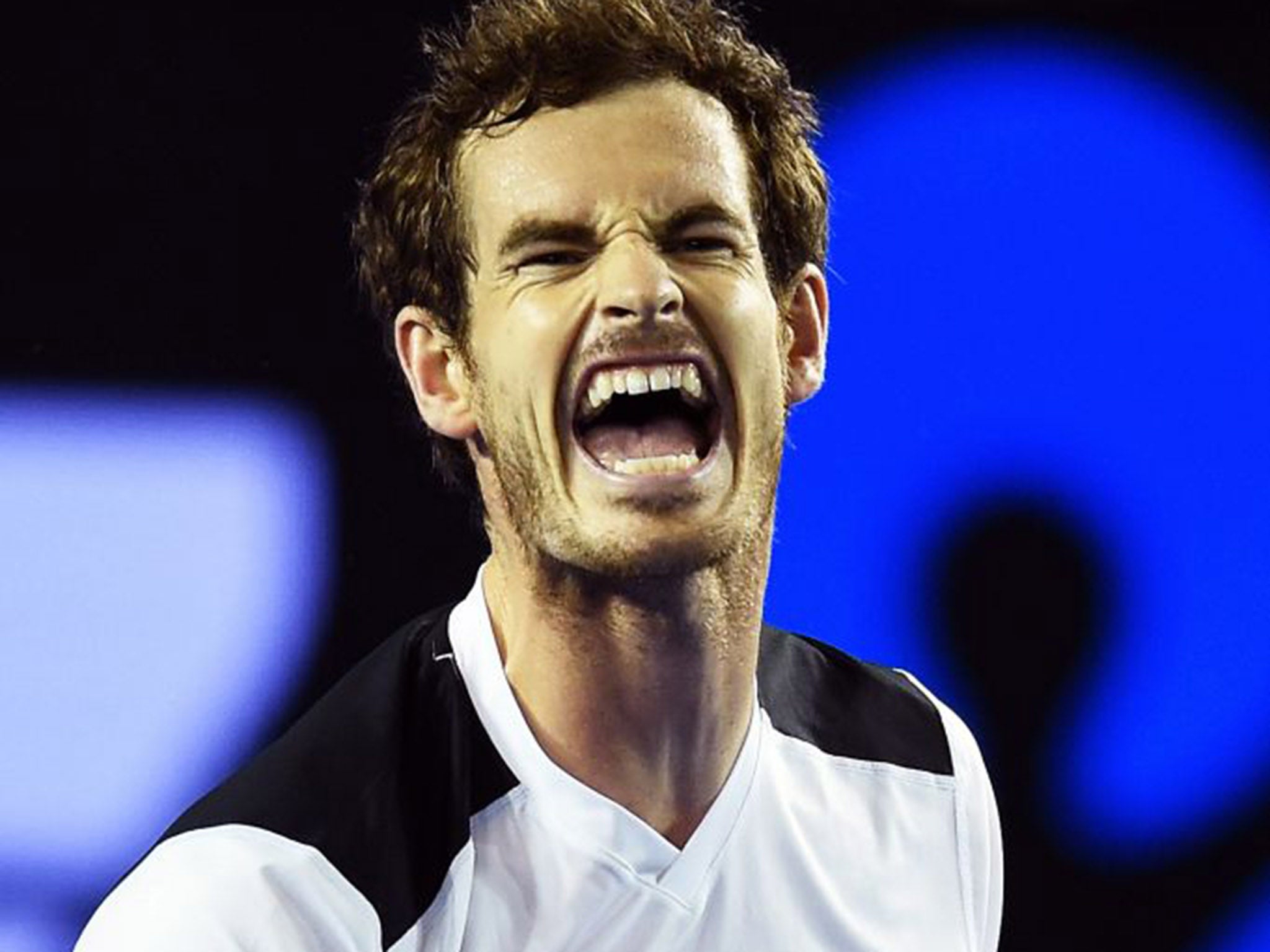 Andy Murray reacts during play against Milos Raonic of Canada on day twelve of the Australian Open tennis tournament in Melbourne, Australia