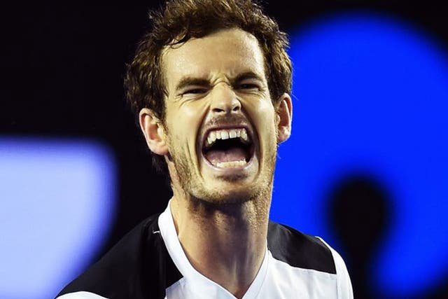 Andy Murray reacts during play against Milos Raonic of Canada on day twelve of the Australian Open tennis tournament in Melbourne, Australia