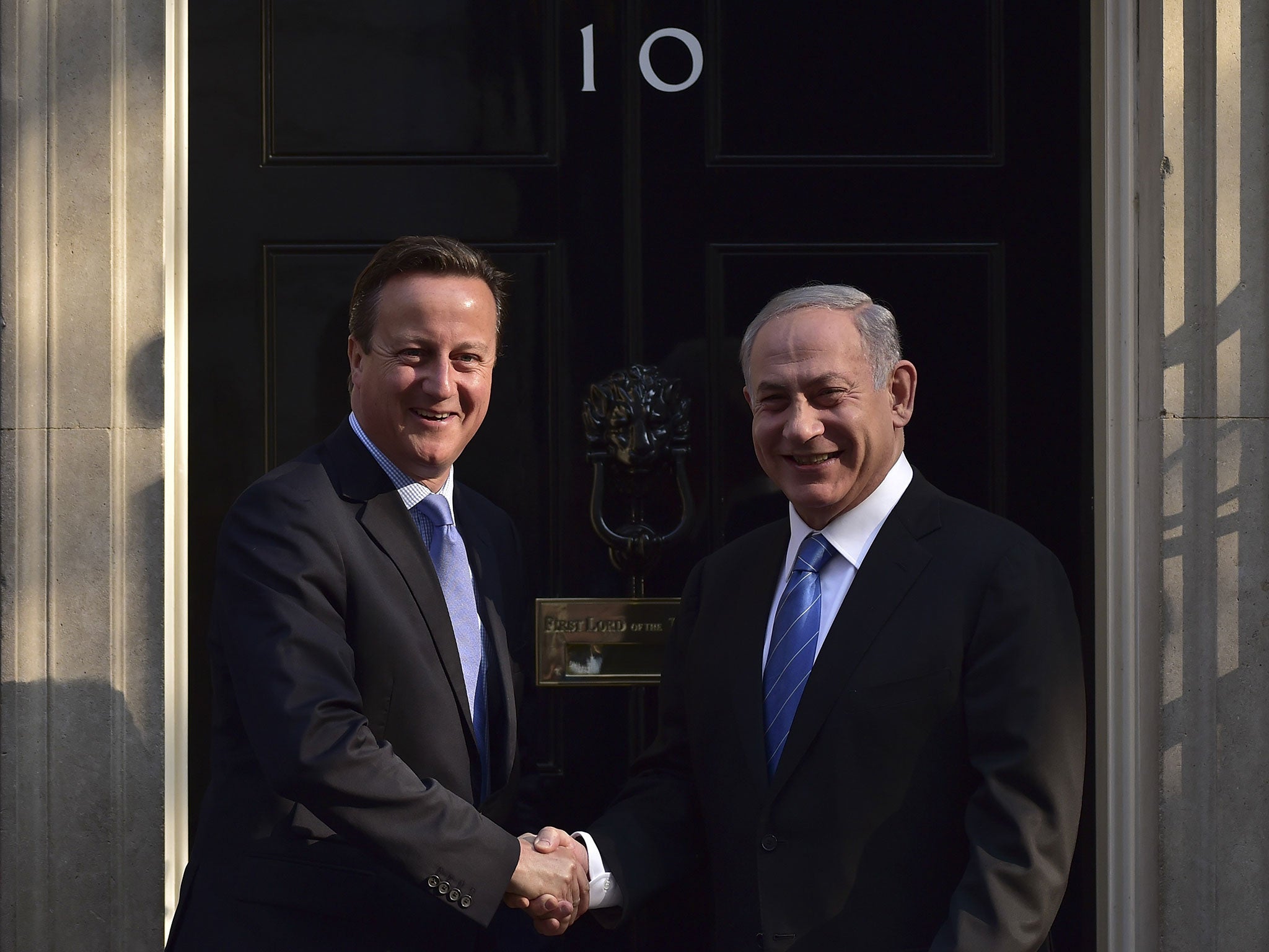 David Cameron greets Israeli Prime Minister Benjamin Netanyahu outside 10 Downing Street