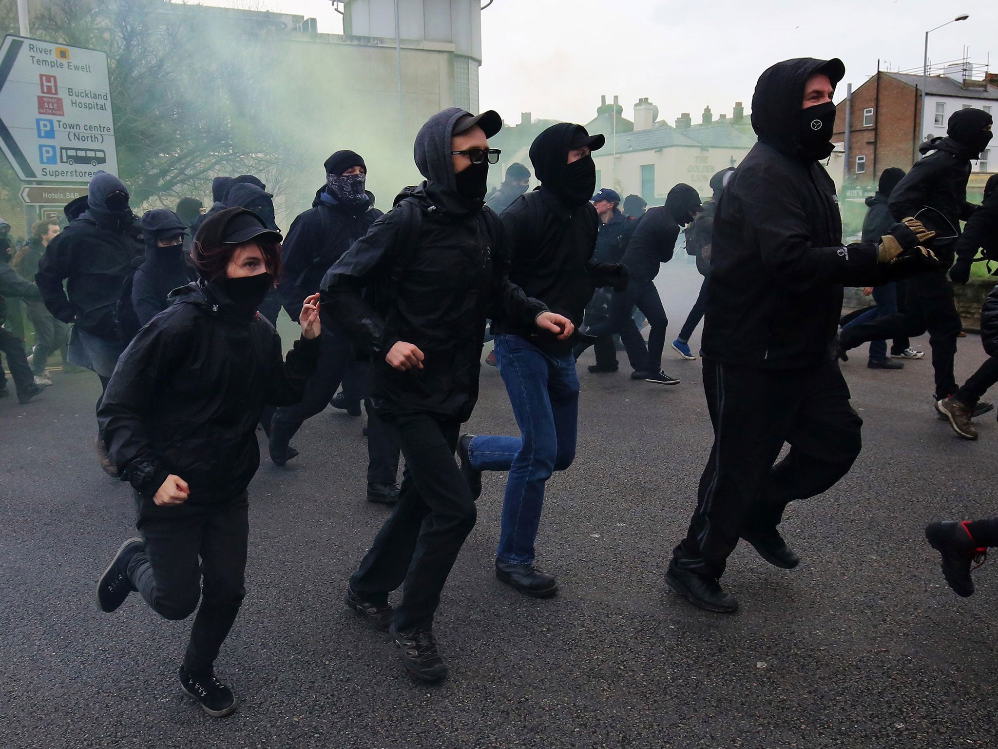 Anti-fascist protesters in Dover in January