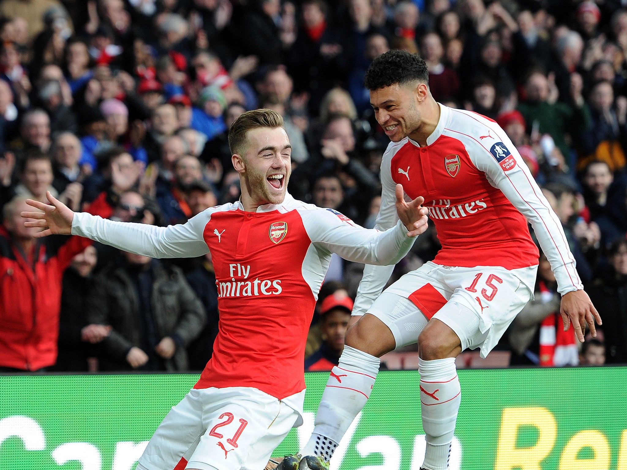 Calum Chambers celebrates opening the scoring