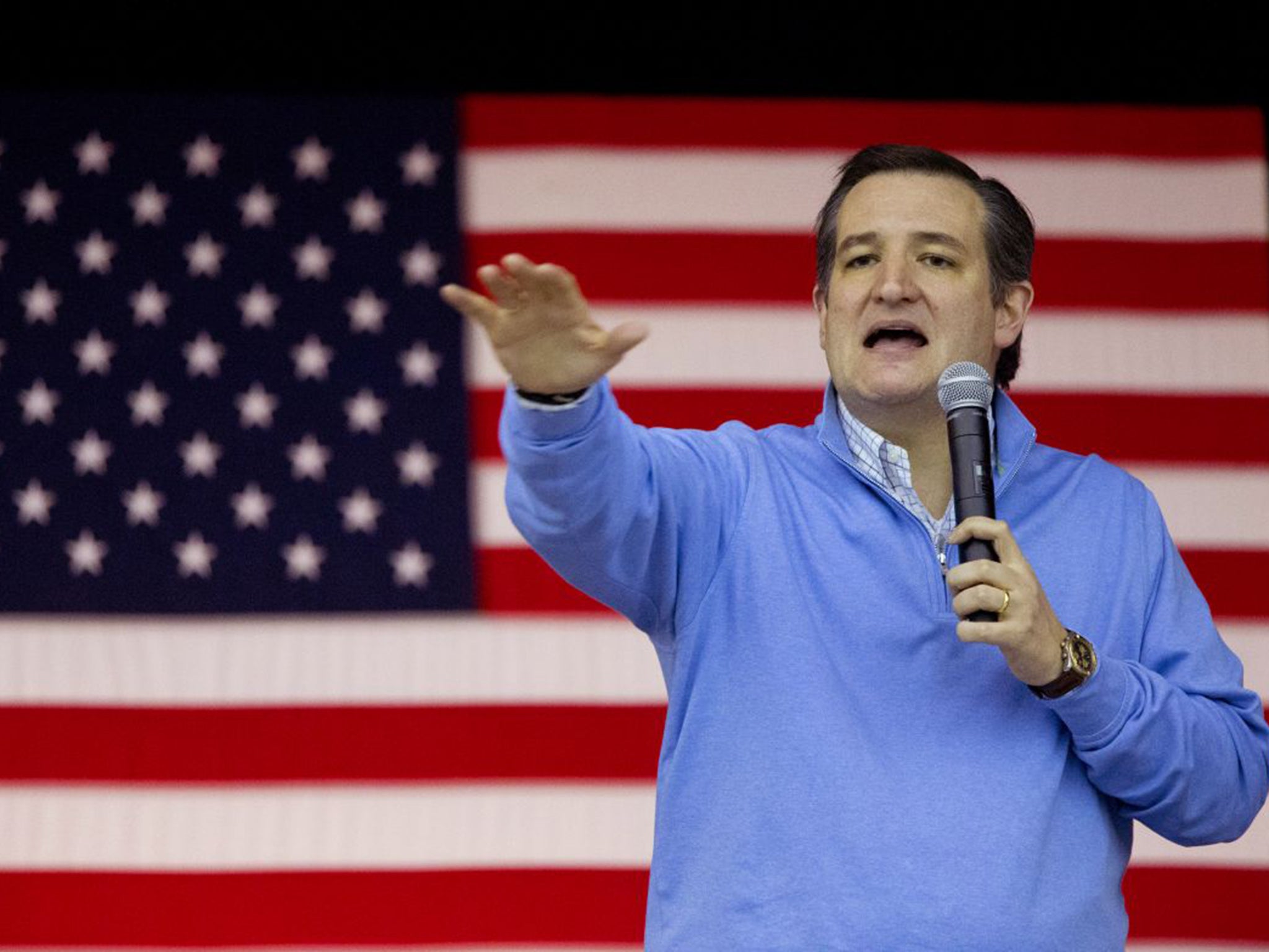Republican presidential candidate Ted Cruz speaks during a town hall meeting in Wilton, Iowa