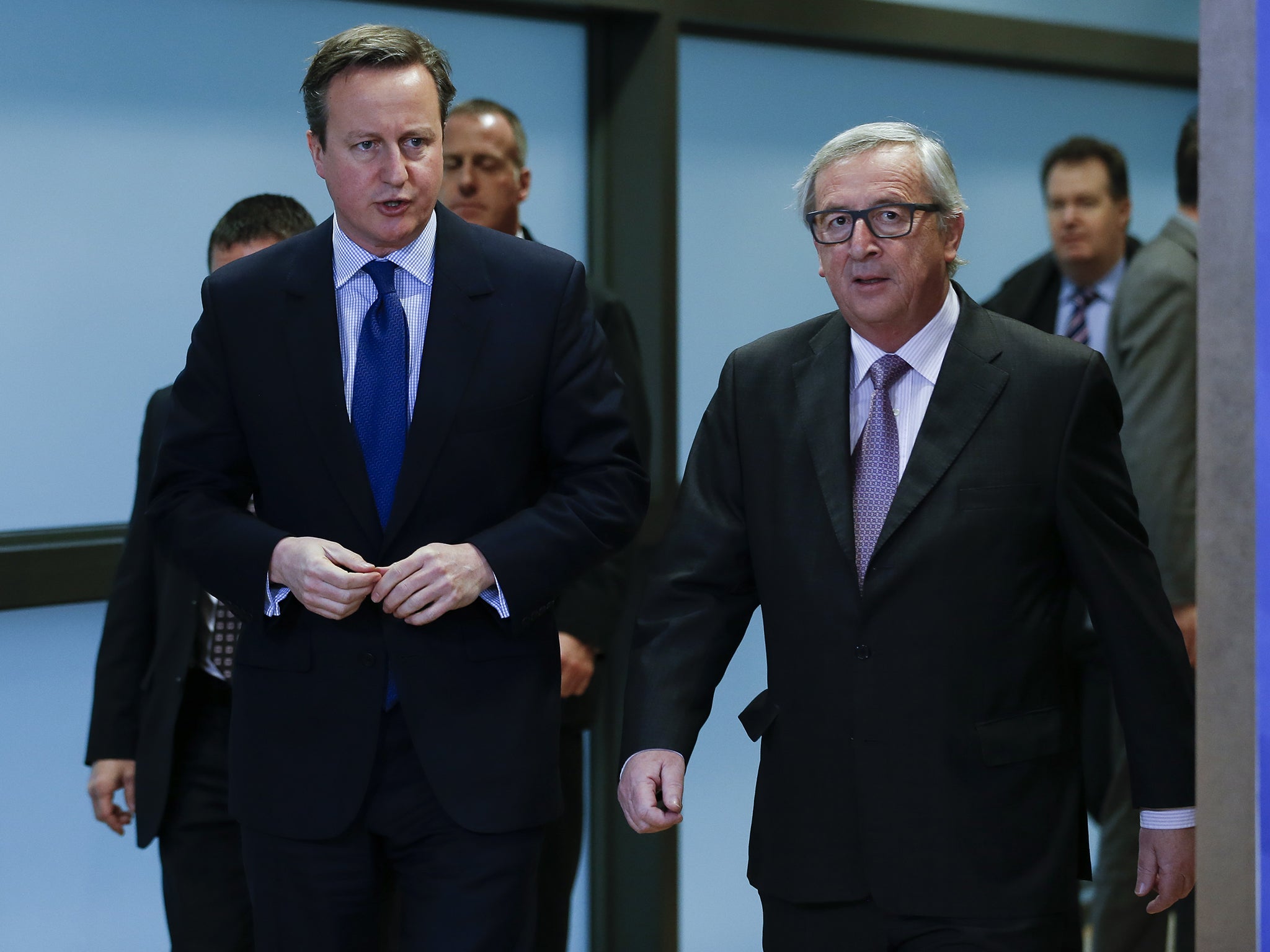 David Cameron, left, meeting with Jean-Claude Juncker at the European Commission headquarters