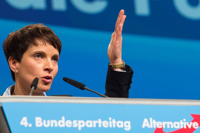Frauke Petry, leader of far-right German party Alternative for Germany (AfD), has said border police should shoot at refugees