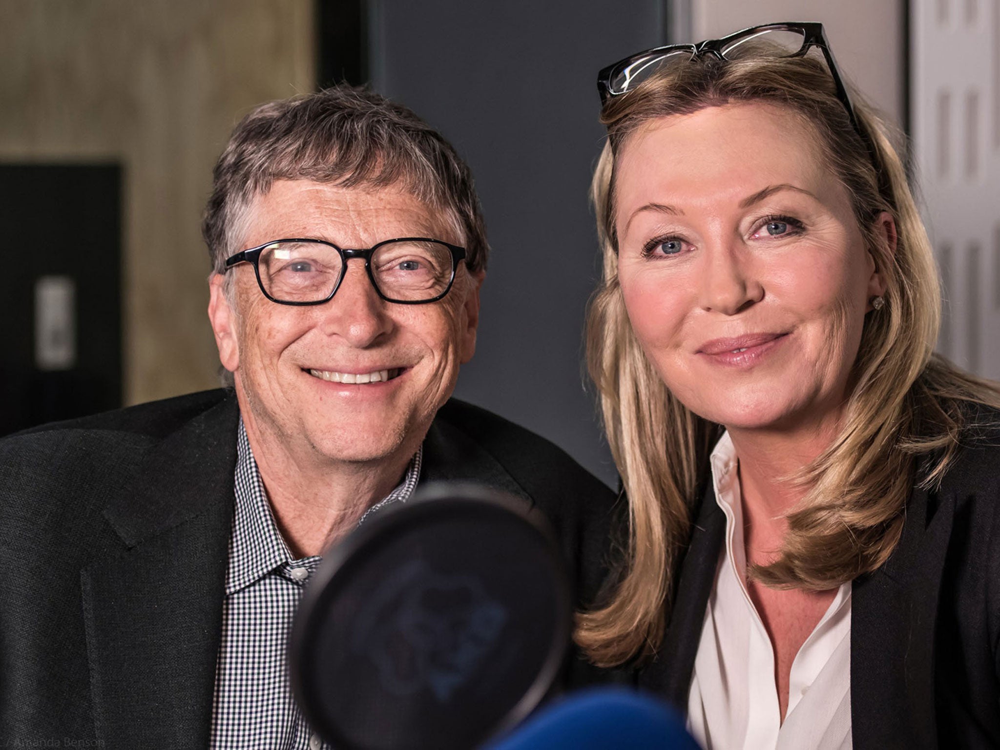 Bill Gates with Desert Island Discs presenter Kirsty Young