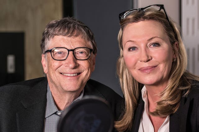 Bill Gates with Desert Island Discs presenter Kirsty Young