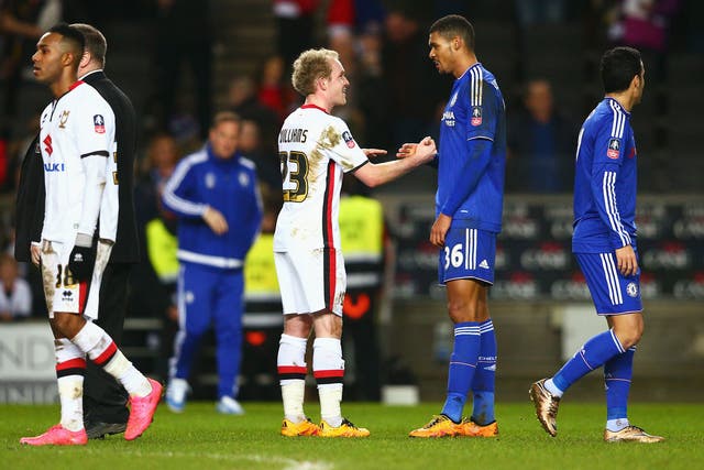 Johnny Williams and Ruben Loftus-Cheek shake hands after the game