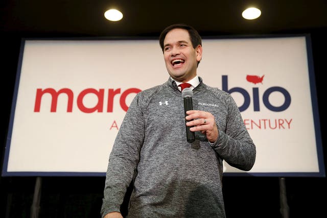 Republican presidential candidate Senator Marco Rubio speaking in Iowa