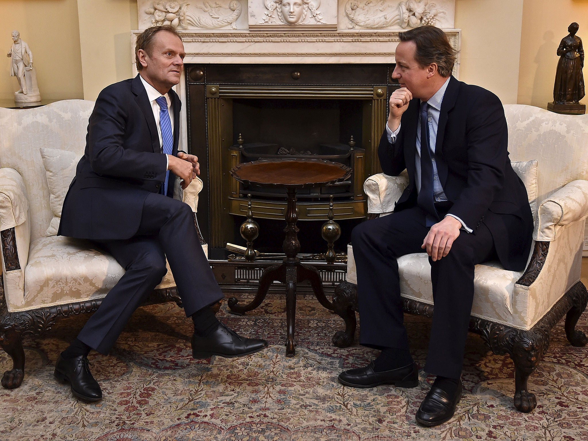 David Cameron with Donald Tusk, President of the European Council, at No 10