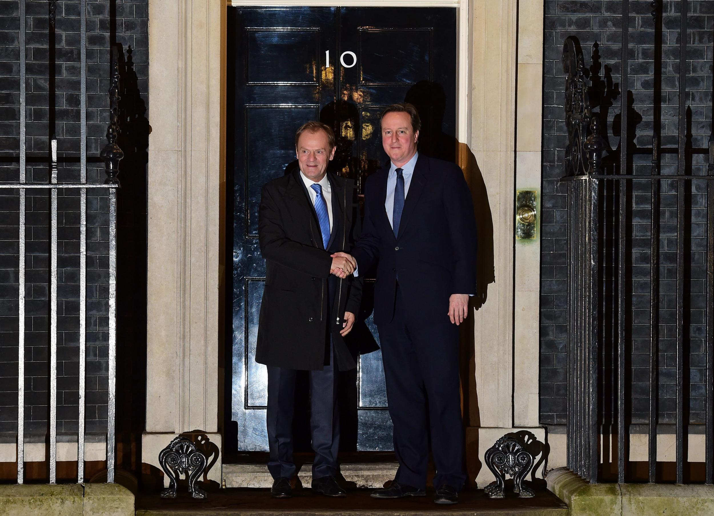 David Cameron with Donald Tusk after talks in Downing Street