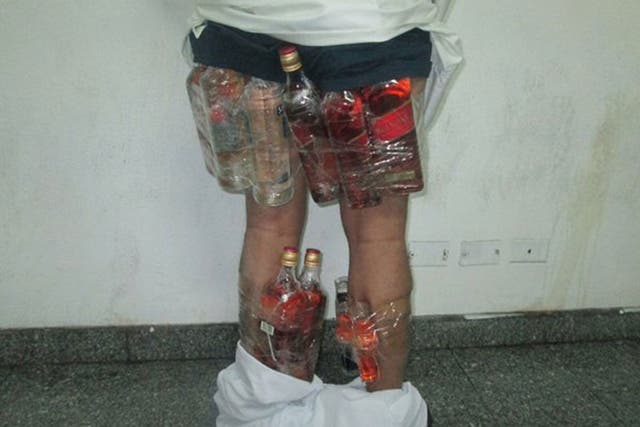 Recent images show a wide variety of other attempts to hide alcohol, including hiding the alcohol in underpants.