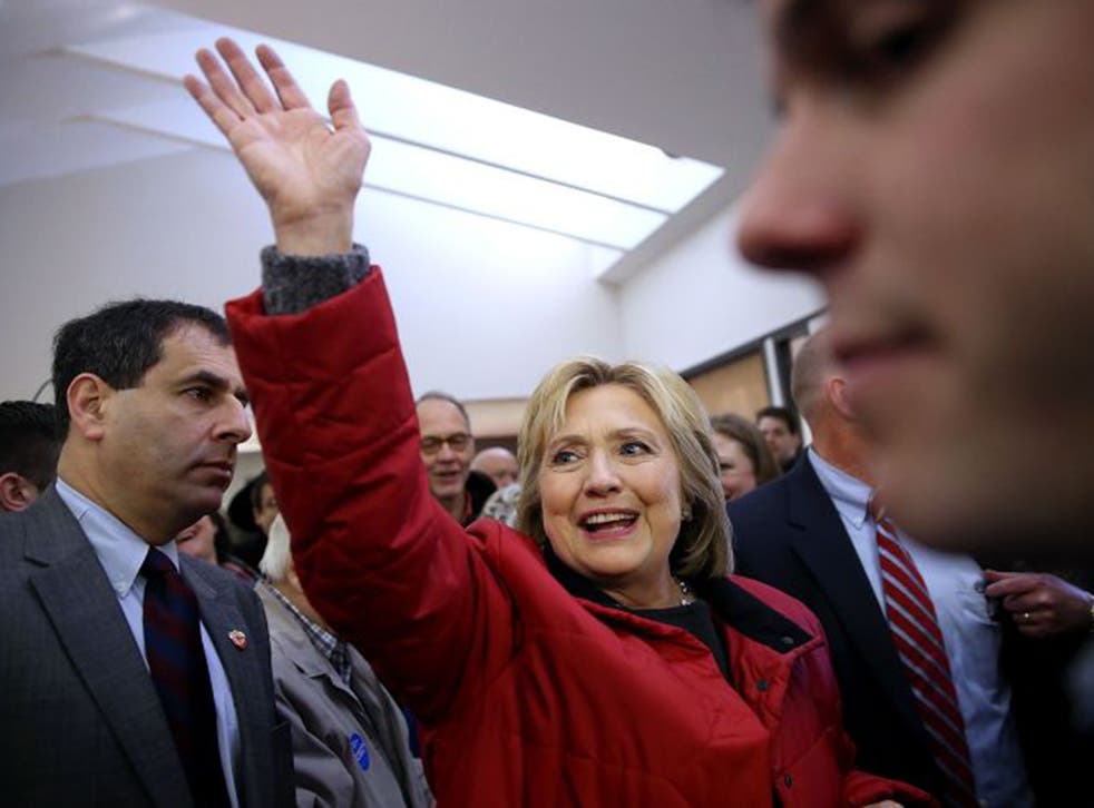 Hillary Clinton visits her Des Moines campaign office on Monday