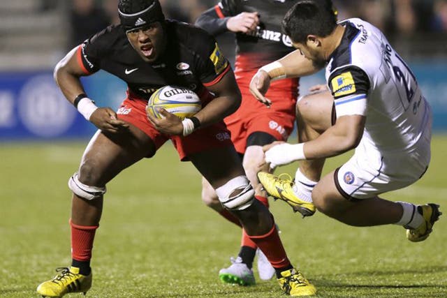 Maro Itoje, left, captained Saracens just a week after turning 20 but has yet to make his England debut