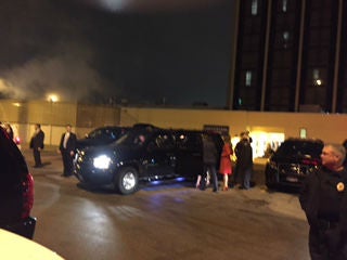 Mr Trump left the Sheraton hotel in Des Moines after speaking to supporters