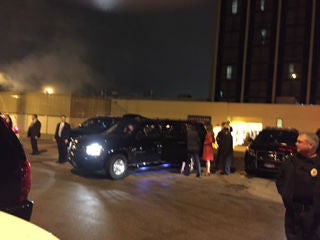 Mr Trump left the Sheraton hotel in Des Moines after speaking to supporters