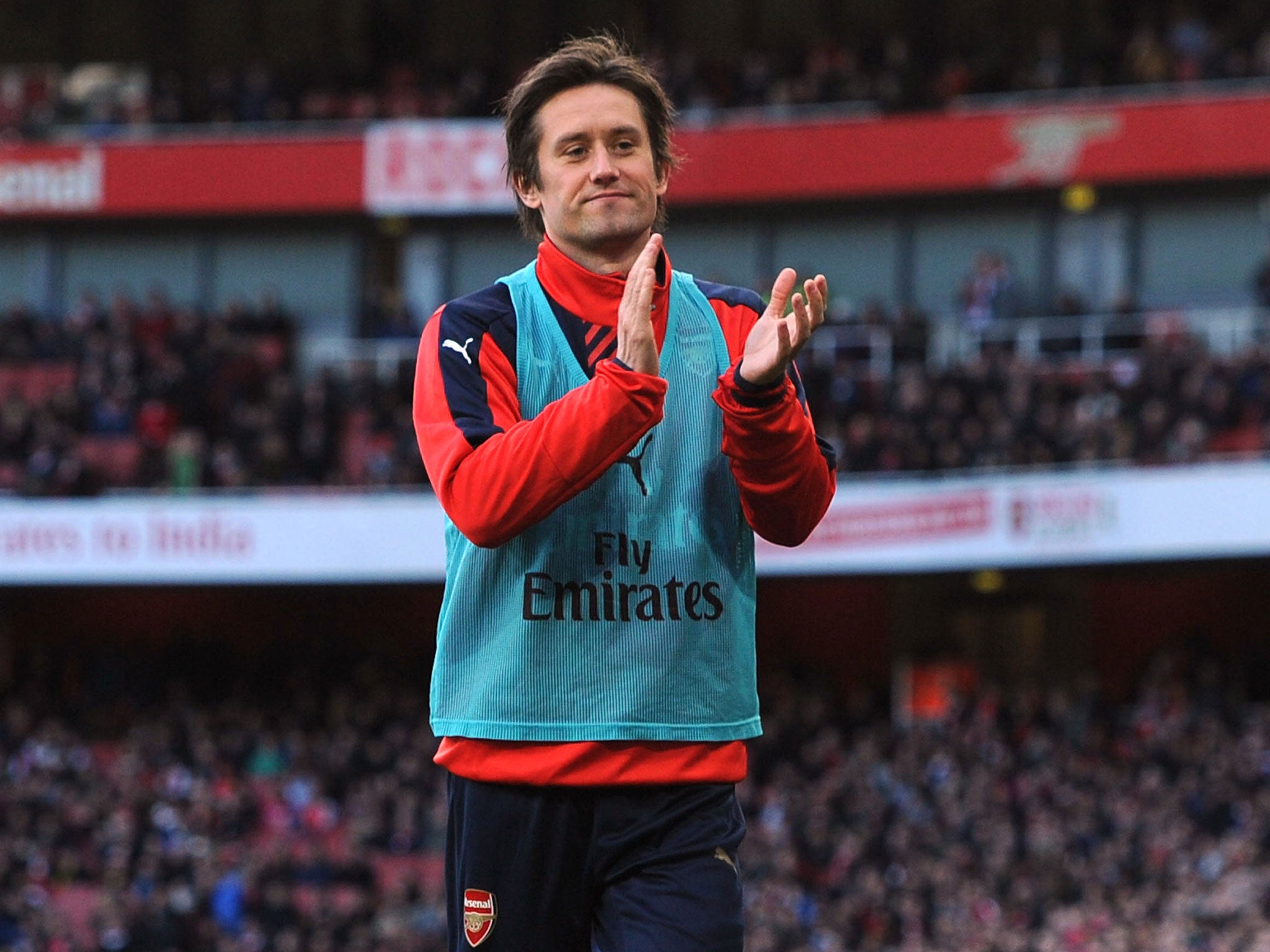 Tomas Rosicky suffered a thigh injury in the FA Cup win over Burnley