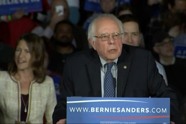 Bernie Sanders delivers his speech