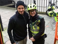 David Beckham brings paramedic and elderly patient a cup of tea