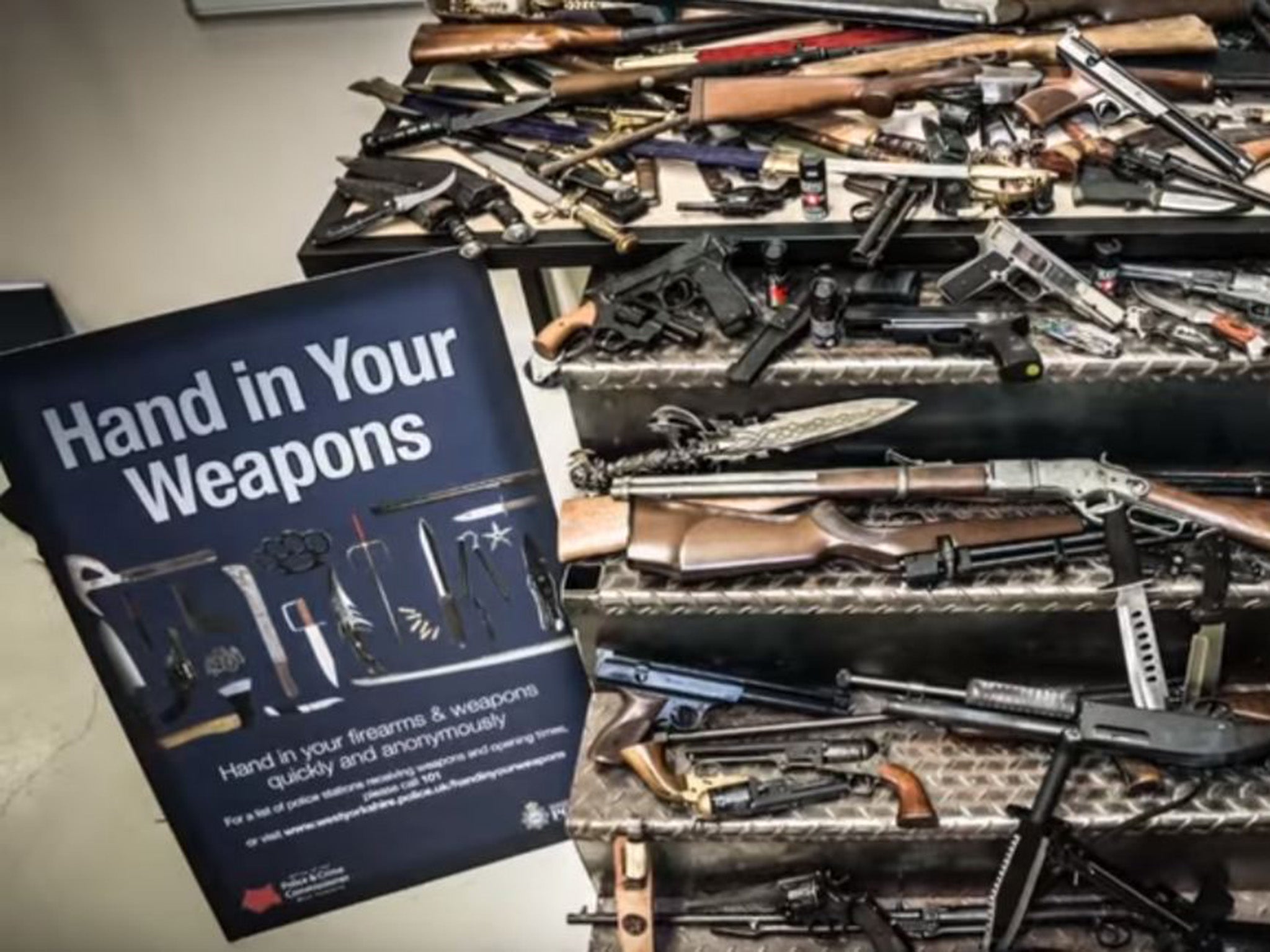 Some of the weapons handed into West Yorkshire Police