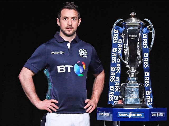 Greig Laidlaw with the Six Nations trophy. Scotland last won the title in 1999