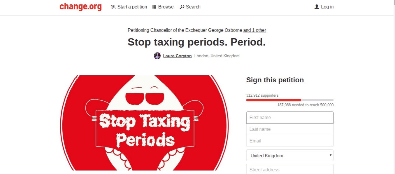 A call to end the controversial 'tampon tax' has, so far, gathered more than 300,000 signatures after a young student took action from her bedroom two years ago