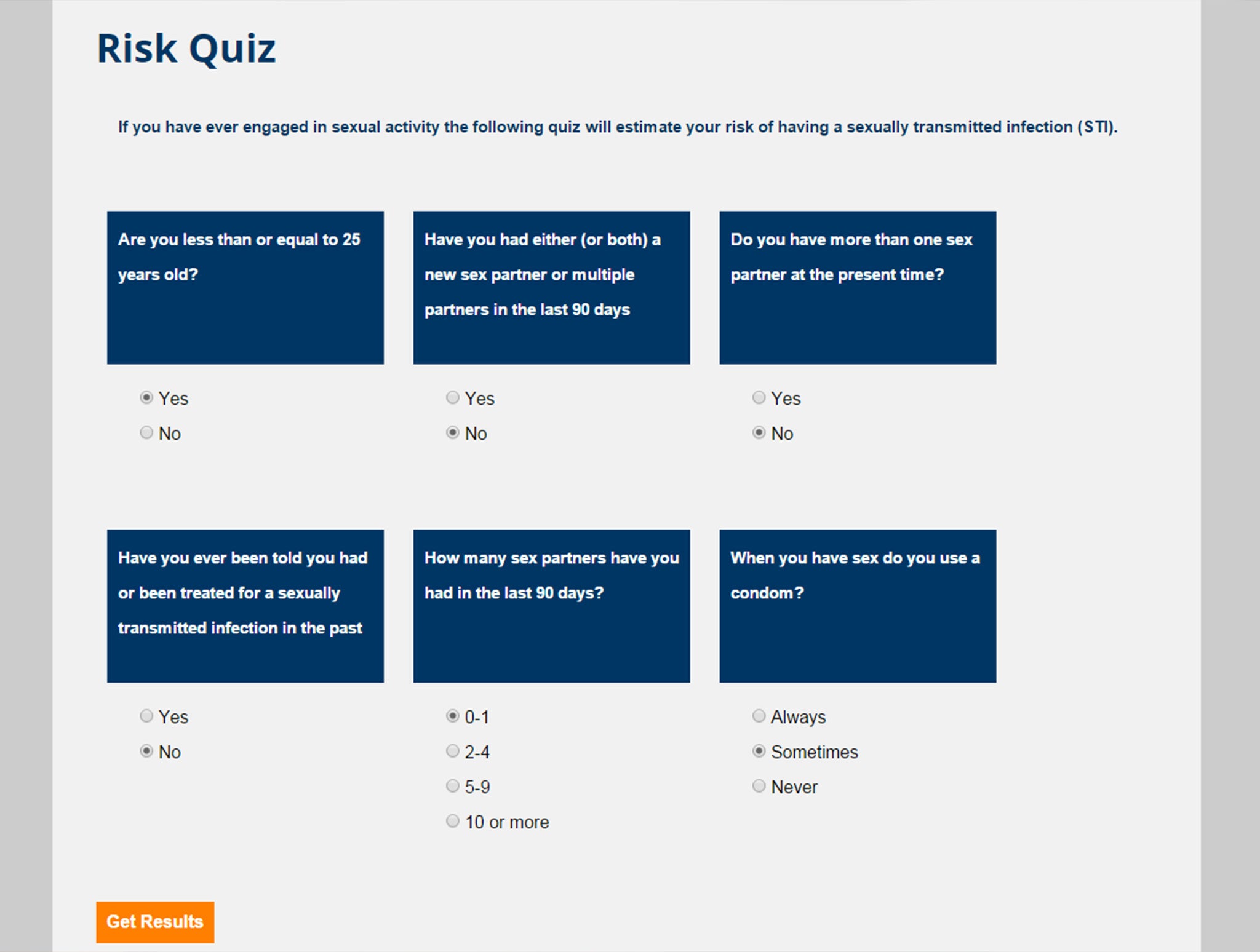 The quiz developed by John Hopkins University