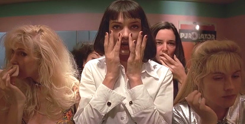 Mia Wallace 'powdering her nose' in Pulp Fiction