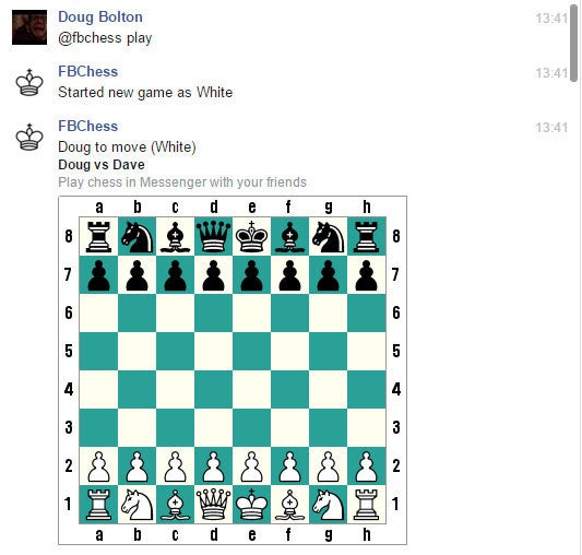 To start the game, just type '@fbchess'