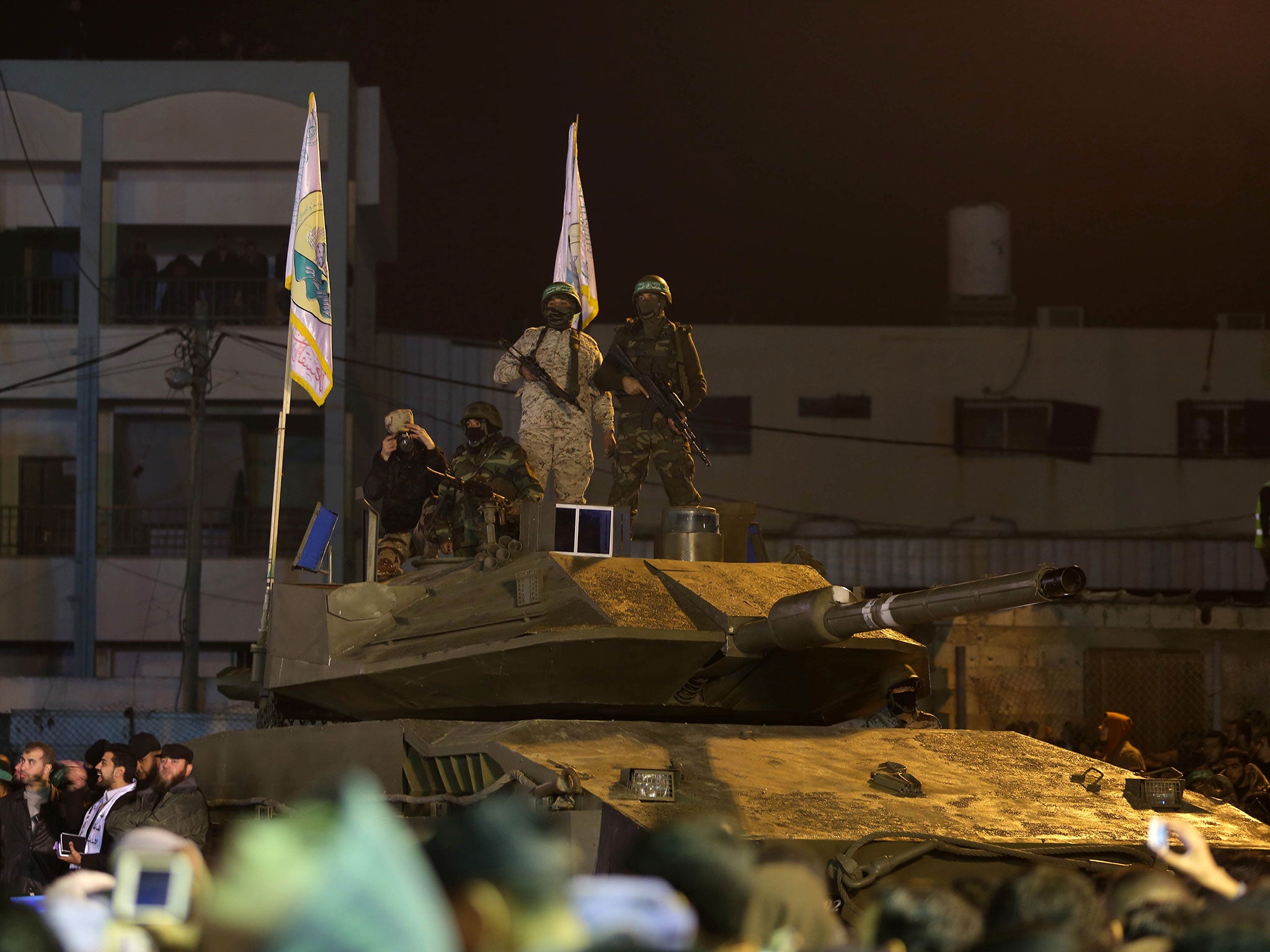 A vehicle at a parade in Gaza City organised by the Al-Qassam Brigades