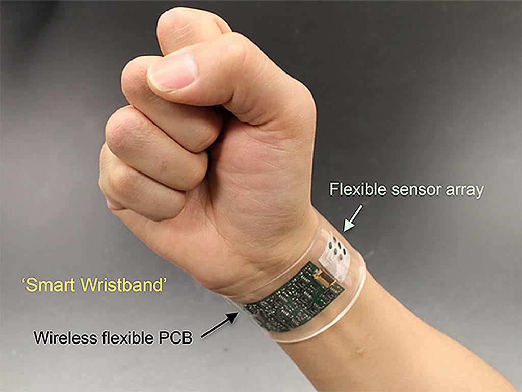 The wearable device measures biomarkers in sweat