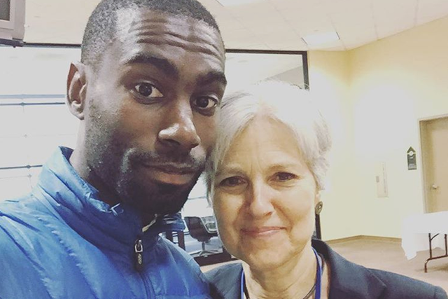 DeRay Mckesson, left, poses with Dr Jill Stein.