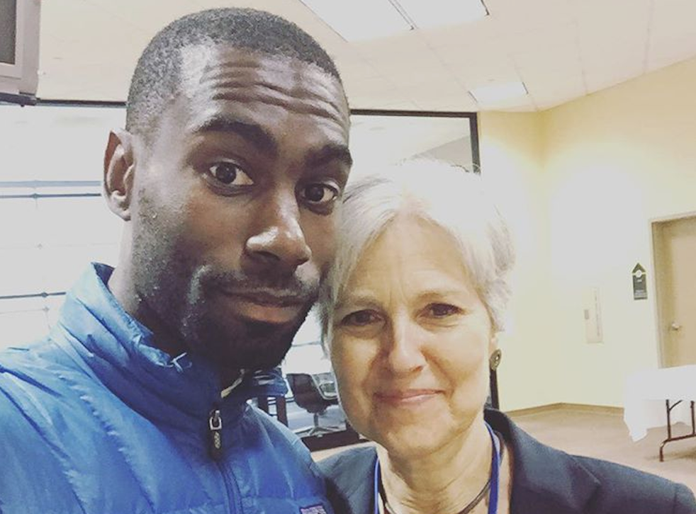 DeRay Mckesson, left, poses with Dr Jill Stein.