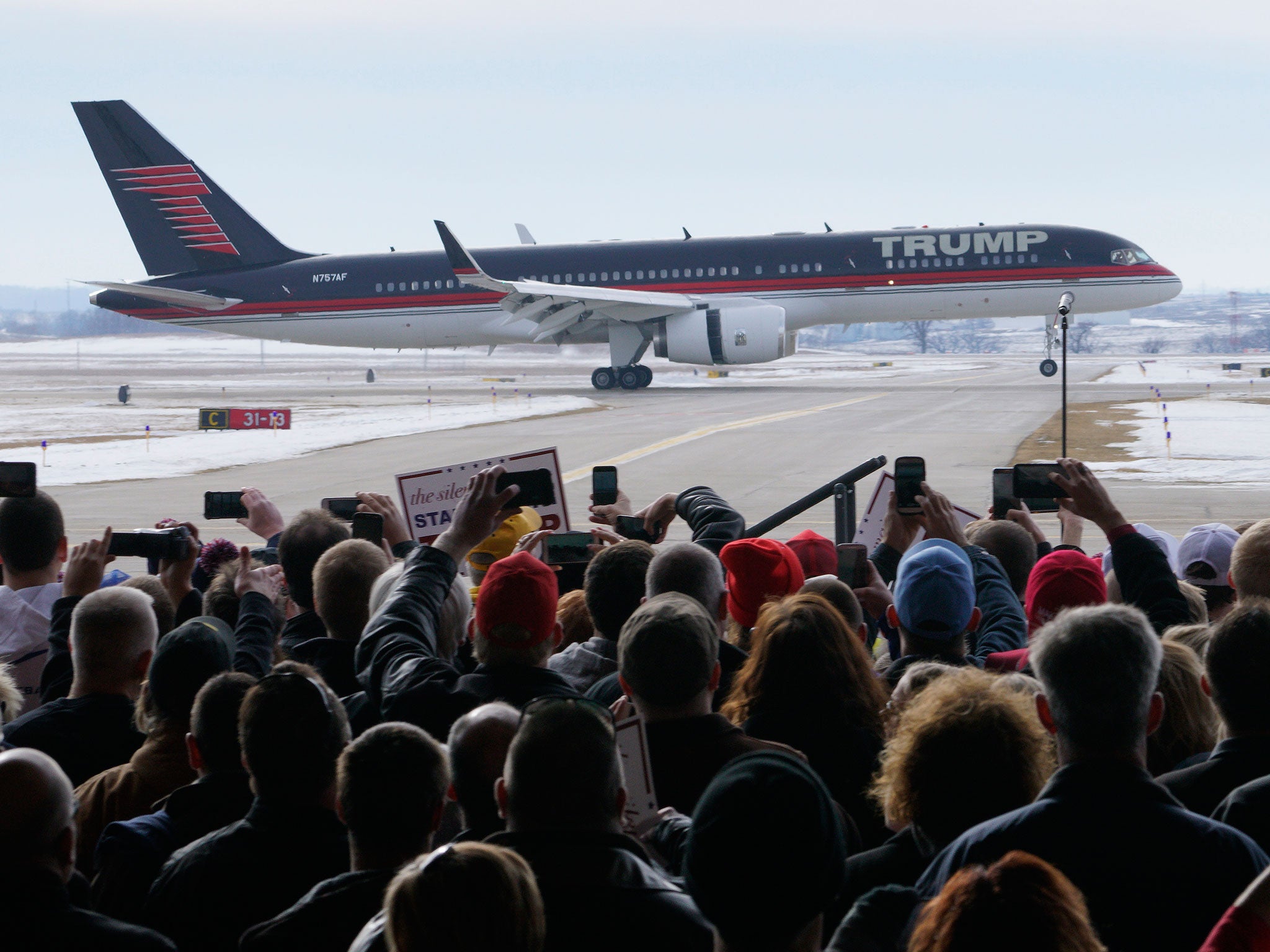 Donald Trump's plane in Iowa at the weekend