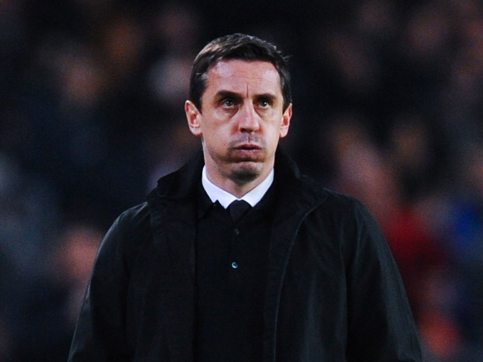 Gary Neville watches Valencia against Barcelona