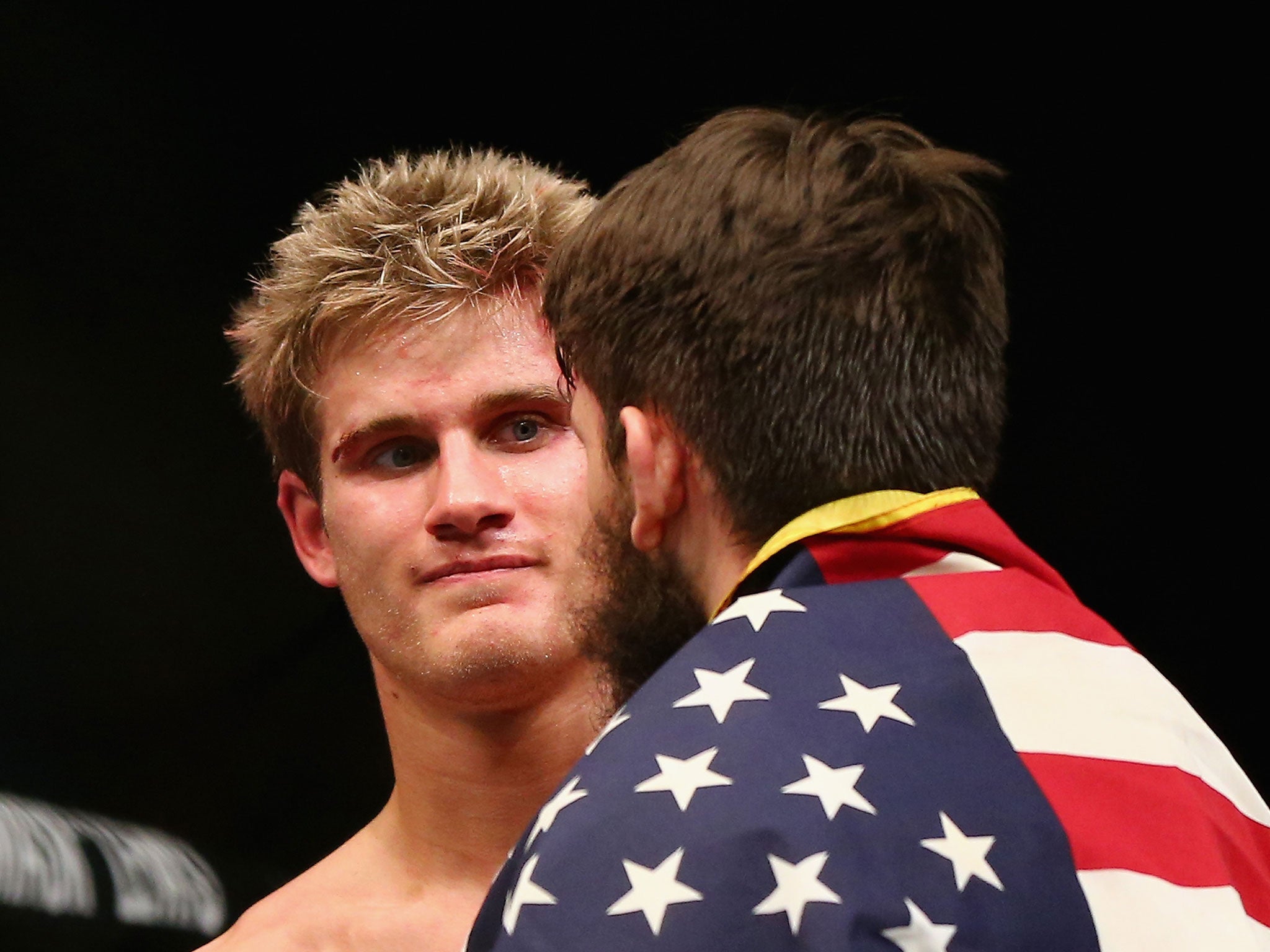 Sage Northcutt congratulates Bryan Barberena of the United States