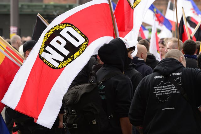 The National Democratic Party, Germany's NPD, take party in neo-Nazi demonstrations