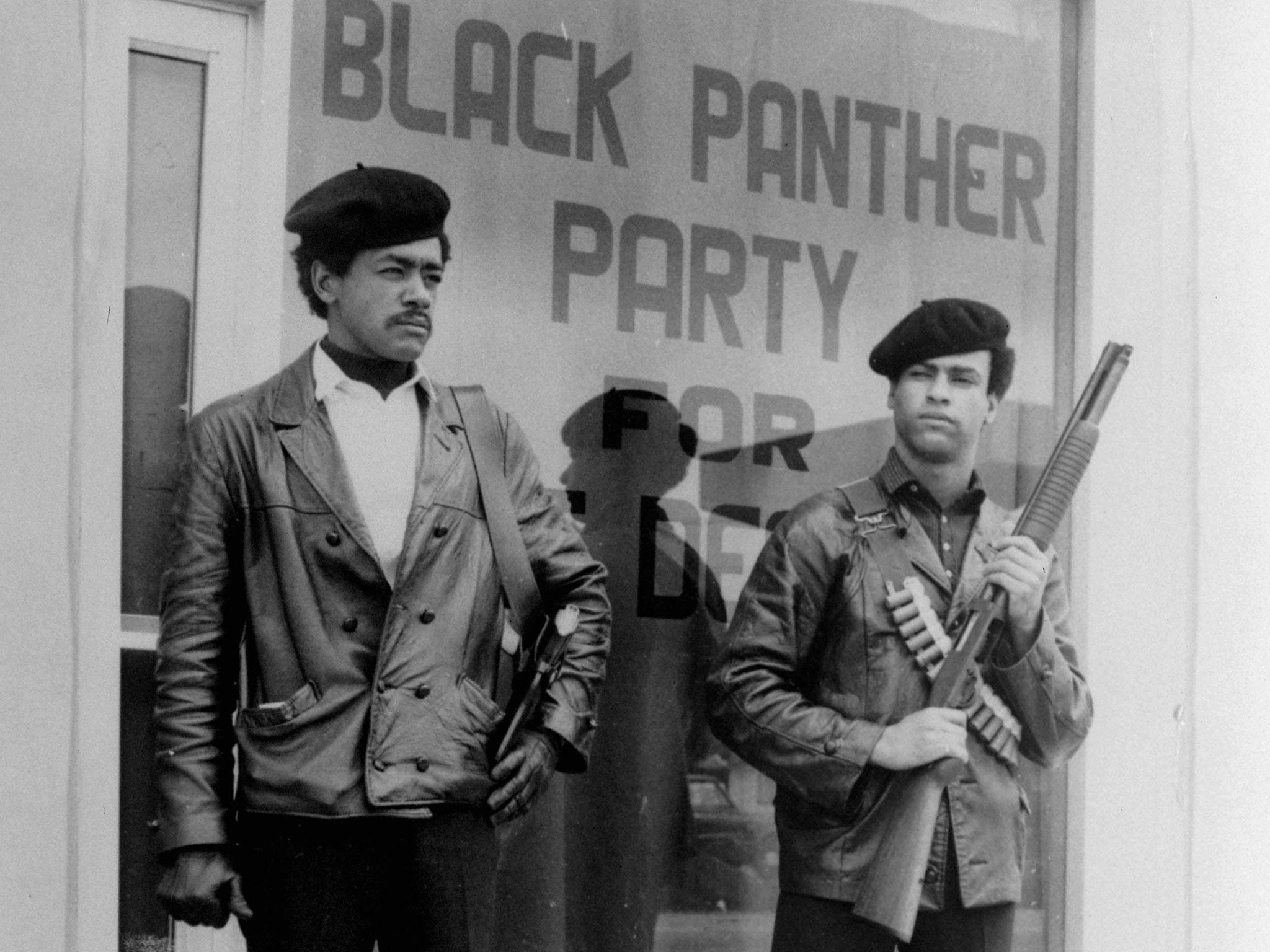 Black Panther chairman, Bobby Seale (left), with a colleague in Oakland, California
