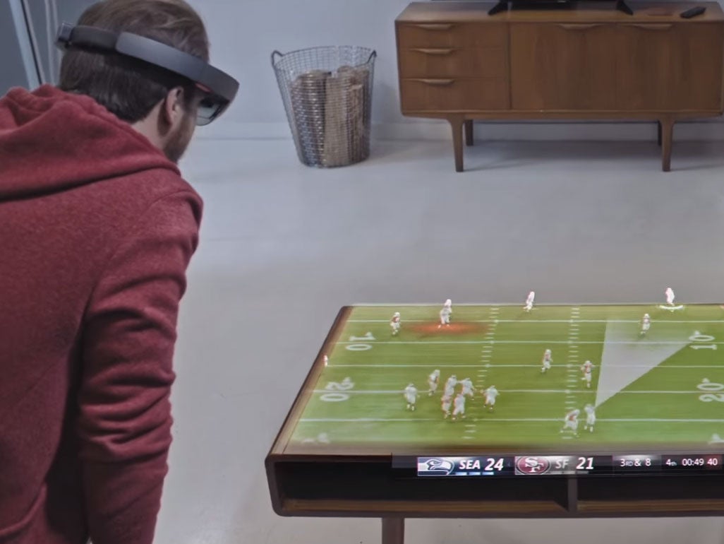 Watching an American football game on your coffee table could one day be possible with the HoloLens, Microsoft believes