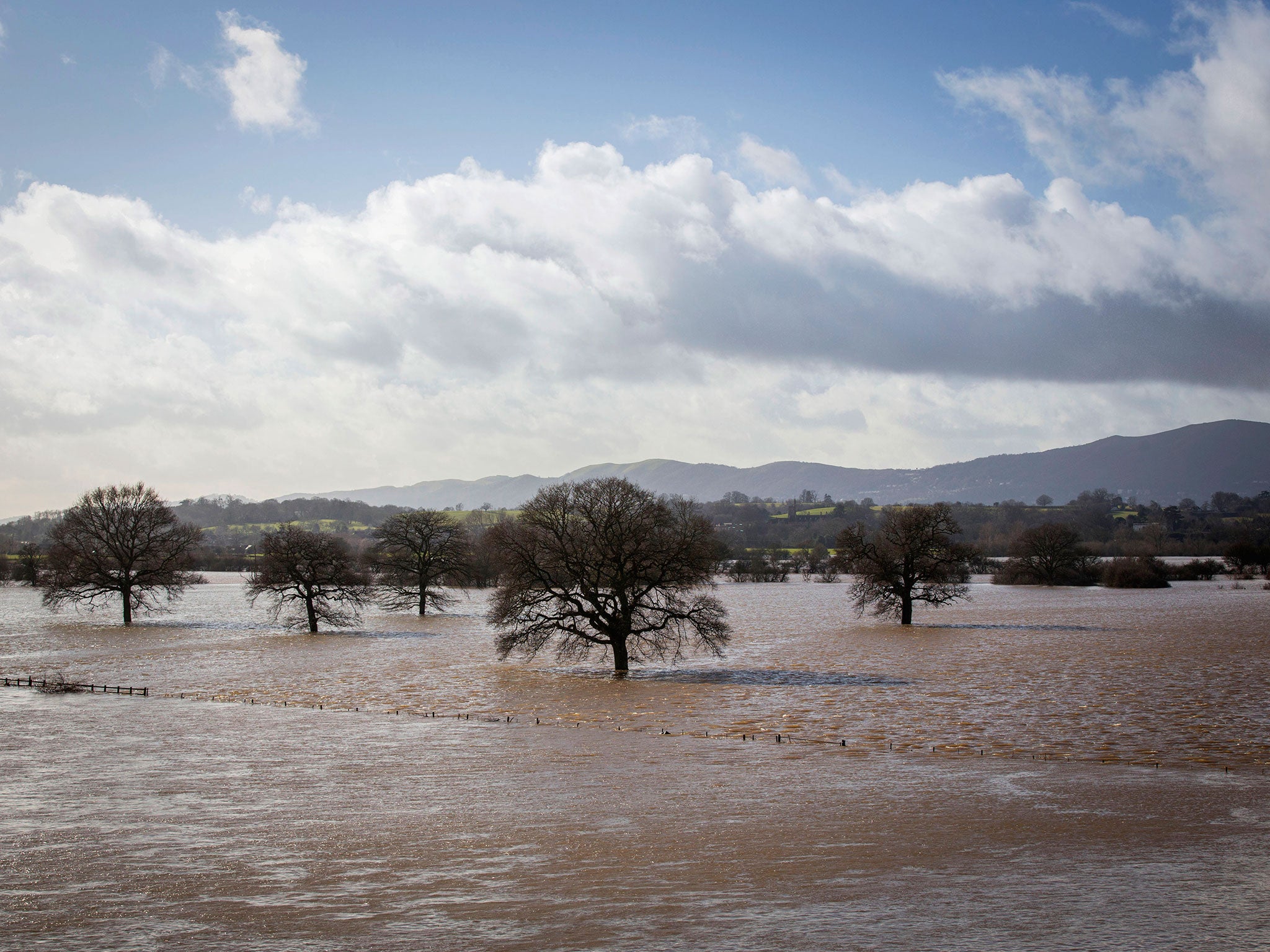 Worcestershire fields are flooded, as the Severn breaks its banks again